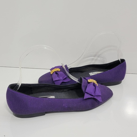 MOOTSIES TOOTSIES Gold Jeweled Bow Purple Skimmer Flats - Picture 2 of 13
